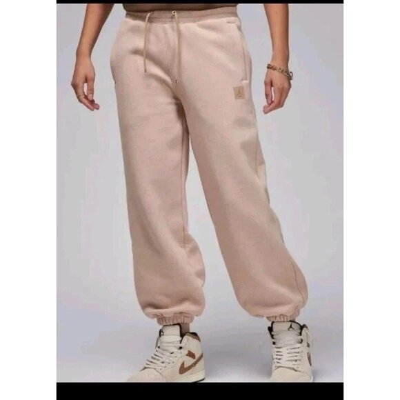 Jordan Flight Fleece Oatmeal Tan Beige Women's Pants, Size XL, FB5113-245 - Picture 3 of 13